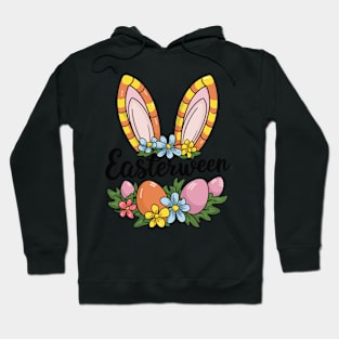 Easterween Bunny Ears and Eggs Festive Holiday Funny Hoodie